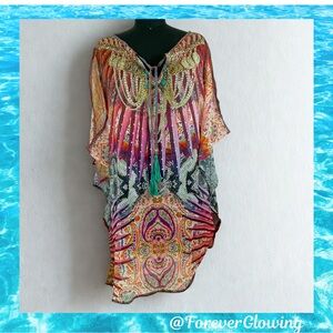 🌺 Venus Boho Beaded Tassel Kaftan Cover-Up – Size L/XL